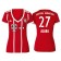 David Alaba #27 Bayern Munich White Stripes Red 2017-18 Home Replica Jersey - Women