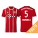 Mats Hummels #5 Bayern Munich White Stripes Red 2017-18 Home Authentic Jersey - Youth