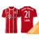 Philipp Lahm #21 Bayern Munich White Stripes Red 2017-18 Home Replica Jersey - Youth