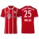 Thomas Muller #25 Bayern Munich White Stripes Red 2017-18 Home Replica Jersey