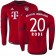 15/16 Germany FC Bayern Munchen Shirt - #20 Sebastian Rode Authentic Red Home Soccer Jersey - Football Shirt Online Sale Size XS|S|M|L|XL