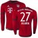 15/16 Germany FC Bayern Munchen Shirt - #27 David Alaba Authentic Red Home Soccer Jersey - Football Shirt Online Sale Size XS|S|M|L|XL