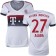 15/16 Germany FC Bayern Munchen Shirt - #27 Women's David Alaba Replica White Away Soccer Jersey - Football Shirt Online Sale Size XS|S|M|L|XL