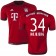 15/16 Germany FC Bayern Munchen Shirt - #34 Pierre Hojbjerg Authentic Red Home Soccer Jersey - Football Shirt Online Sale Size XS|S|M|L|XL