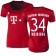 15/16 Germany FC Bayern Munchen Shirt - #34 Women's Pierre Hojbjerg Replica Red Home Soccer Jersey - Football Shirt Online Sale Size XS|S|M|L|XL