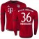 15/16 Germany FC Bayern Munchen Shirt - #36 Patrick Weihrauch Authentic Red Home Soccer Jersey - Football Shirt Online Sale Size XS|S|M|L|XL