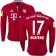 16/17 Bayern Munich #17 Jerome Boateng Replica Red Home Long Sleeve Shirt