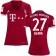 Women's 16/17 Bayern Munich #27 David Alaba Authentic Red Home Jersey